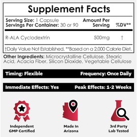 Nootropics Depot- Comprimidos complejos de ciclodextrina RALA  500 mg  Ácido Ralfa lipoico optimizado  90 unidades