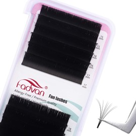 FADVAN 2 Layer 3D Volume Lashes 12 Strip Brown 0.05mm D-Curl 8-13mm Premade Fans Pointy Base