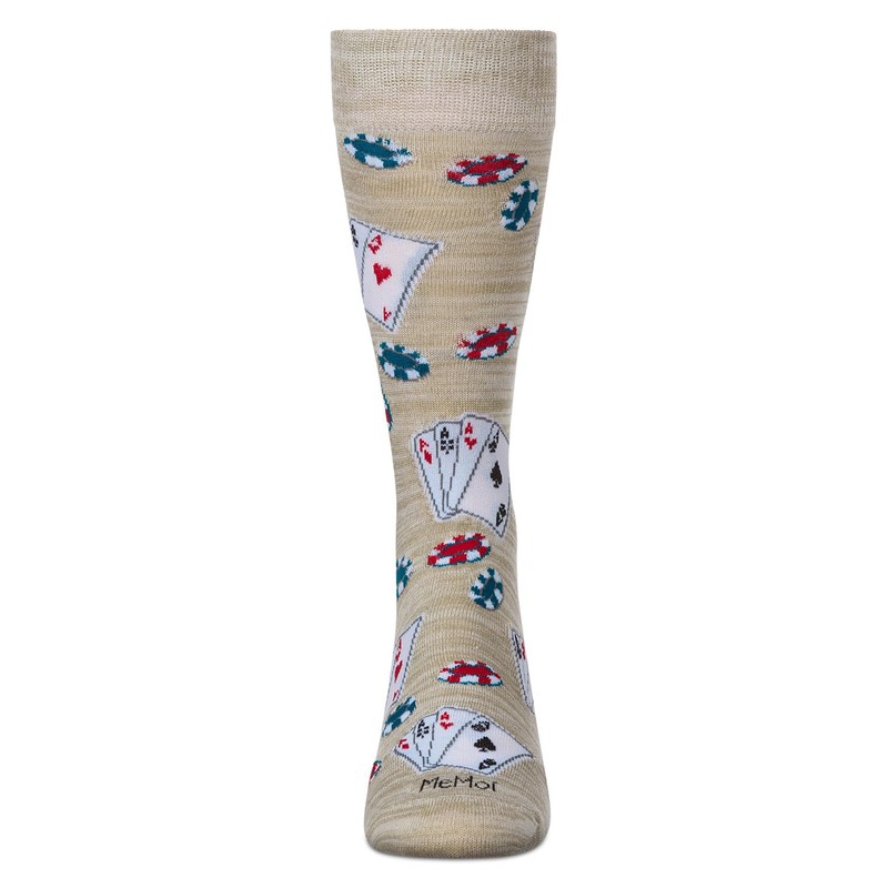 MeMoi Poker Face Playing Card Socks Black 10-13