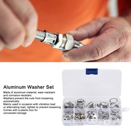 200Pcs Screw Washers Set, Aluminum Flat Washer Assortment Kit, Automotive Aluminum Metric Oil Drain Plug Aluminium Flat Washers for Maintenance