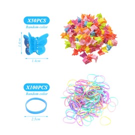 50 Pieces Mini Butterfly Hair Clips And 100 Pieces Rubber Bands, Cute Hair Clips, Children'S Hair Accessories, Hair Accessories