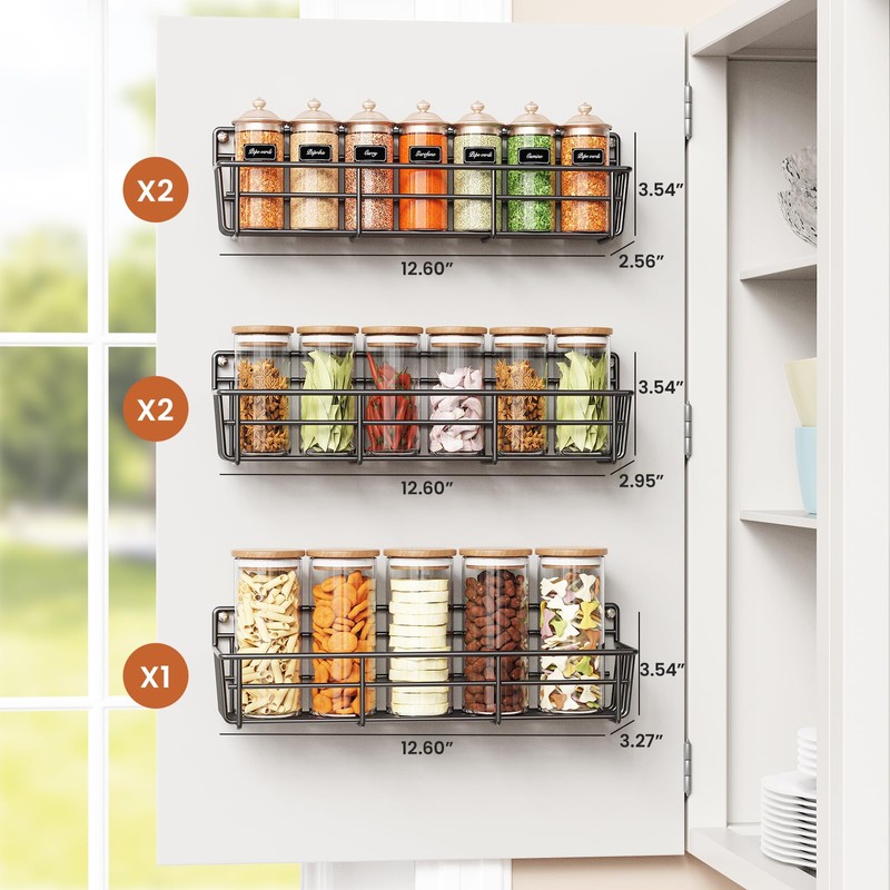 Mystozer 5 Pack Spice Rack Seasoning Organizer Wall Mount, Screw