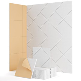 Acoustic Panels, Soundsbay Sound Proof Panels for Walls, 12 Pack Soundproof Wall Panels Self Adhesive High Density Acoustic Panels Sound Absorbing for Office/Ceiling/Door U-Line 12"×12"×0.4", White