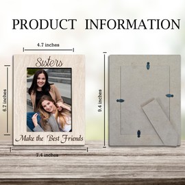 AMHGLW Rustic Wooden Picture Frame For 5"X7" Photo - Sisters Make The Best Friends Frame Tabletop Display, Gifts For Sisters, Besties, Home & Office Decorations(Vertical)-A05
