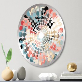 DesignQ Pastel Currents Blend - Camouflage Radial Dot - 20x30 Inches - Oval Decorative Wall Mirror for Bathroom, Bedroom, Entryway, Living Room, Vanity Room and Modern Décor