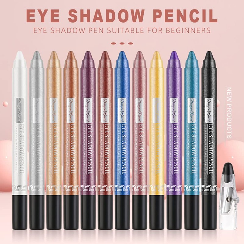 Sitovely 12 Colours Waterproof Matte Eyeshadow Pen Set with Sharpener,