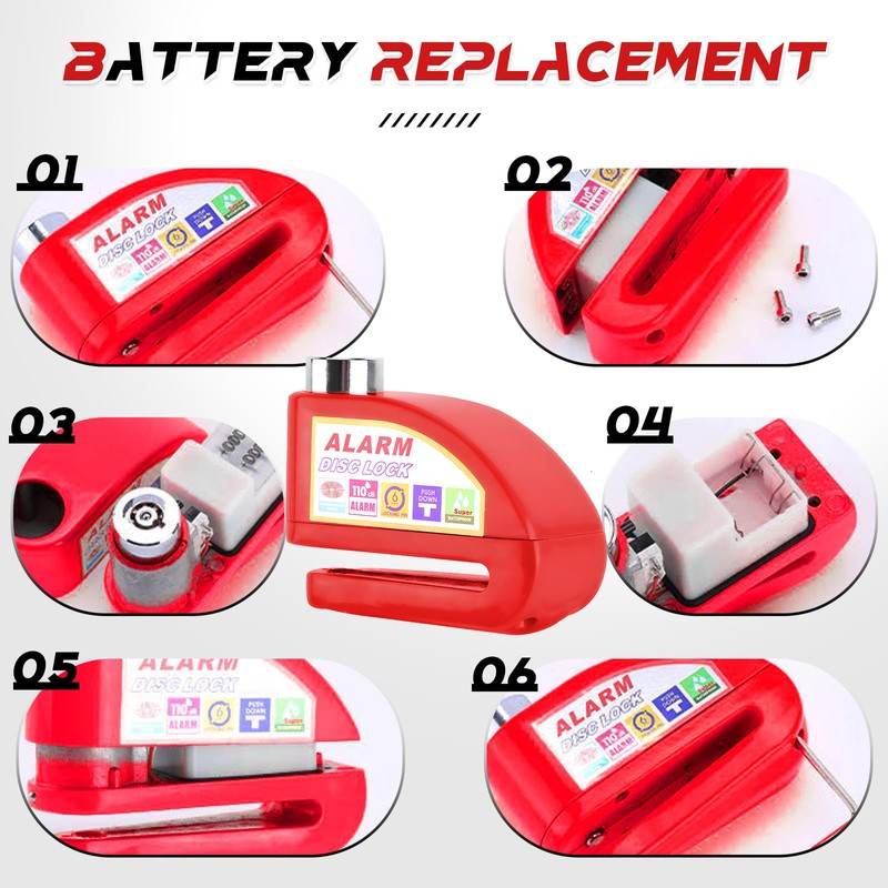 High Security Motorbike Alarm Disc Brake Lock, 110dB Motorcycle Disc