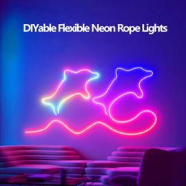 httpsmp 10FT RGB+IC Neon Rope Lights USB Powered,Flexible Led Rope Lights for Game Room/Desk/Party Decoration,App Control,Chase Mode,TV/PC Backlight,Music Sync