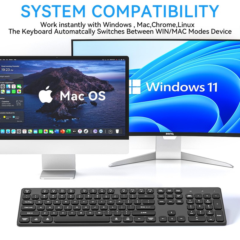 B.FRIENDIT Rechargeable Wireless Keyboard for Mac and Windows, Ultra Slim