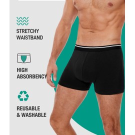 BEENIUBEE Incontinence Underwear for Men High Absorbency, Washable and Reusable LeakProof Underwear, Bladder Leak Cotton Boxers Briefs 3 Pack (Black, Large)
