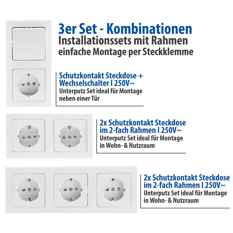 ChiliTec Delphi Socket Switch Flush-Mounted Sets 3x Combination Starter Set