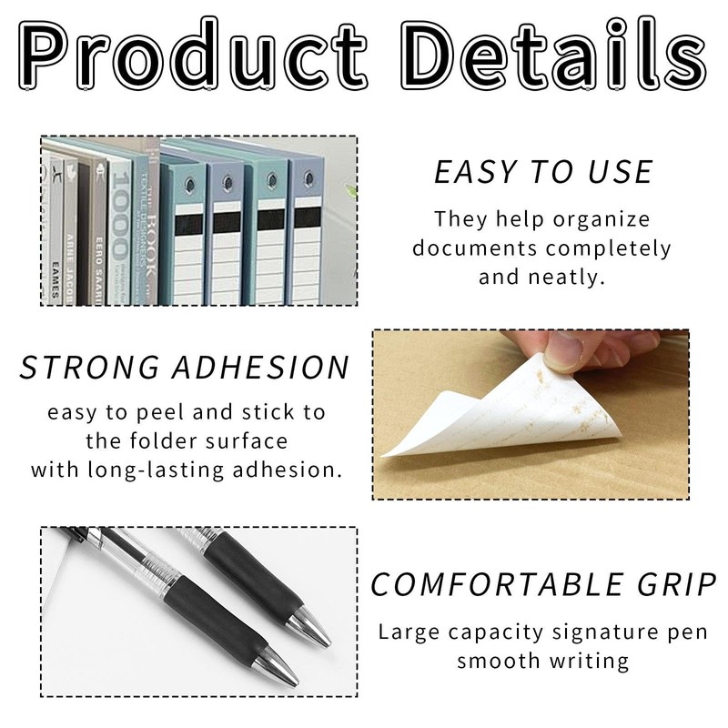 100 Folder Labels and 1 Black Marker Pen, Folder Classification