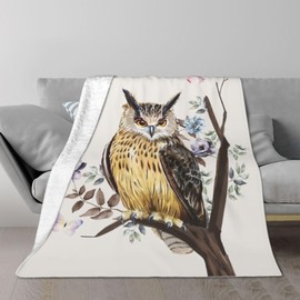 Gaakvrr Owl Blanket, Soft Warm Fuzzy Fleece Plush Blanket Smooth Cozy Flannel Throw Blanket, Owl Throw Blanket for Couch Sofa Bed 100x130cm(40x50 Inch)