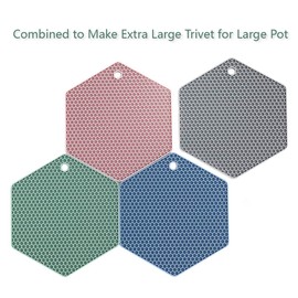 4 Packed Silicone Trivet Mats - DIY Different Size Dish Drying Mat, Hot Pot Holder for Pots & Pans, Non-Slip & Heat Resistant Kitchen Hot Pads for Countertops & Table, Navy Blue
