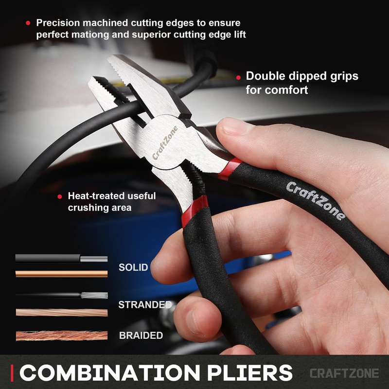 10PC Pliers and Wrench Set with Storage Rack – Includes