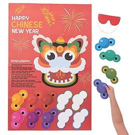 Fun Express 2024 Chinese New Year Pin The Nose on The Lion Game