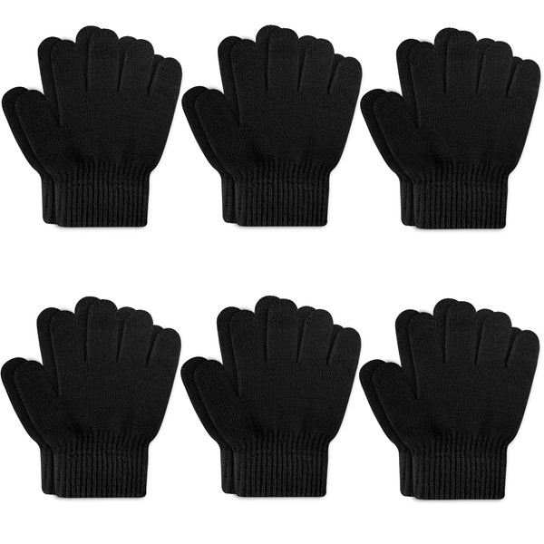 ONESING 6 Pairs Kids Gloves Knit Gloves for Kids Winter Gloves Stretchy Finger Boys Gloves for Girls Boys