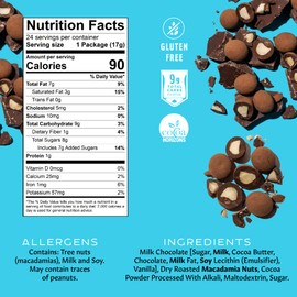 Chocolate Covered Macadamia Nuts, Milk Chocolate Flavor, .6 Oz Bag (Pack of 24)