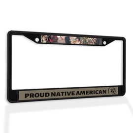 Fastasticdeals Metal Insert License Plate Frame Proud Native American Weatherproof Car Accessories Black 2 Holes Solid Insert