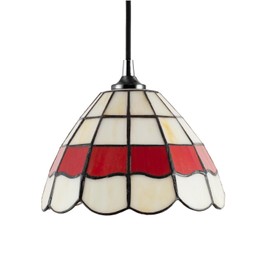 Traditional Classic Red and Amber Stained Glass Round Tiffany Pendant Lighting Shade | 21cm x 12cm | 40w Maximum by Happy Homewares