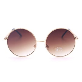 Ever Bloom Round Vintage Sunglasses Women Round Lenses Metal Frame Sunglasses with Tinted Lenses Slim, Round brown