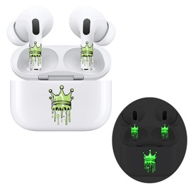 RockMax for AirPods Pro Skin, Glow in The Dark Stickers for Air pods and Charging Case, Fashion Crown Sticker Wrap, Gift for Holidays and Birthday