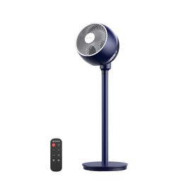 AIRMATE Standing Fan for Bedroom, 9" Blade Quiet 25dB Pedestal Fan with Remote, DC Motor, 12 Speeds, 960CFM High Airflow, 85ft, Adjustable Height (12"-37"), 12H Timer, 80° Oscillation fan, DarkBlue