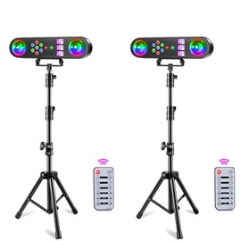 DJ Lights with Stand,5 in 1 Dj Lights for Parties Disco Ball Stage Party Light Set with Sound Activated Control, UV,Strobe, Dyeing, Led Par Light and Pattern Lighting for Bar Wedding Christmas-2PC