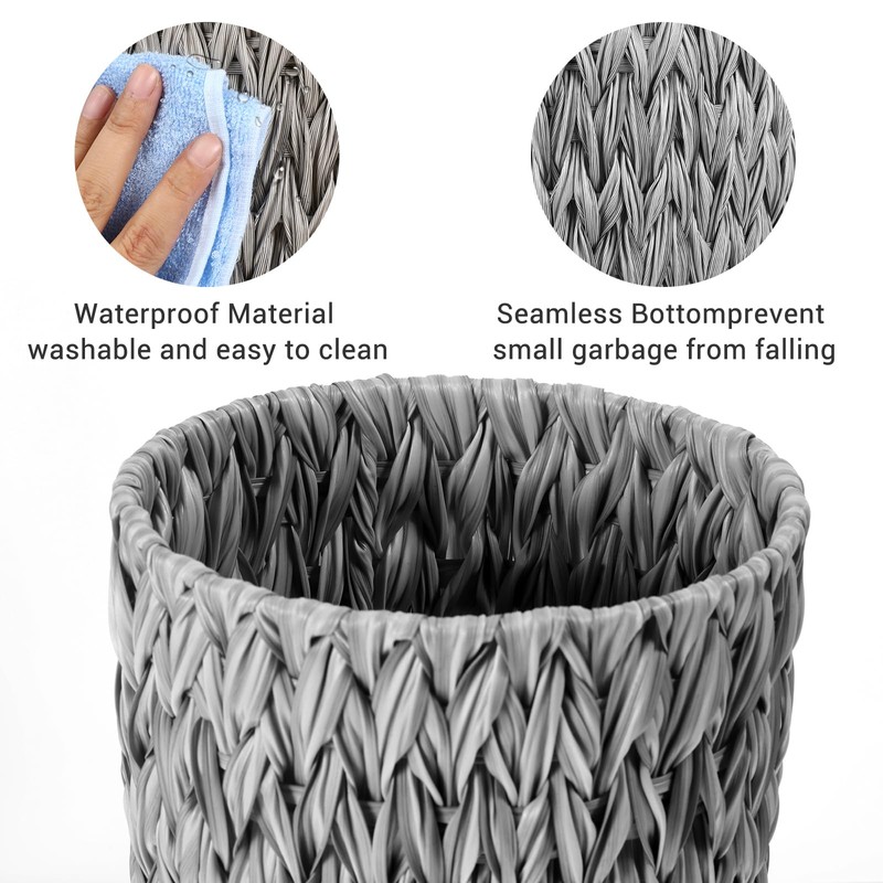 Wicker Trash Can Woven Water Hyacinth Wicker Waste Basket Small