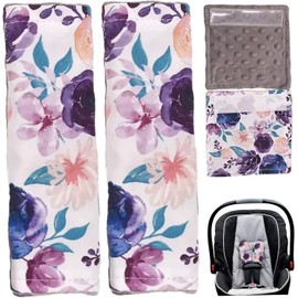 Fundas protectoras para cinturones de seguridad de coche con estampado floral Fundas acolchadas gruesas y reversibles para cinturones seguridad coche bebé aptas para todo tipo sillas