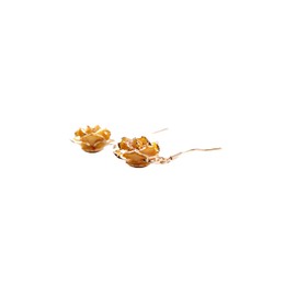 Eternal Rose 24k Gold Real Rose Flower Women's Dangle Drop Earrings (Goldenrod Gift)