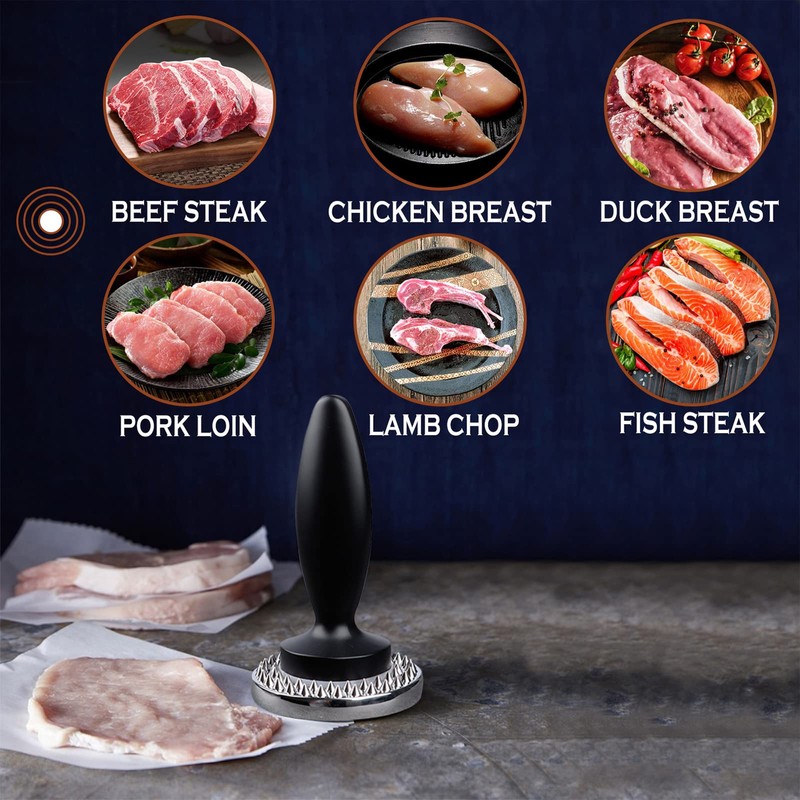 Reversible Meat Tenderizer and Pounder Dual Sided Meat Tenderizer Mallet