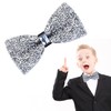 KRYMSON 1 Piece Crystal Bow Tie Silver Glitter Adjustable Sequin