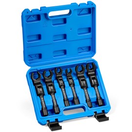 YISINIUTUO 6 Pieces Flex-Head Crows Foot Line Wrench Set 3/8" Drive Injector Fuel Line Sockets Wrench Set Metric 12/14/16/17/18/19mm