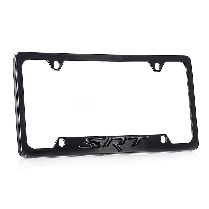 Dodge SRT Black Solid Metal License Plate Frame Tag Holder