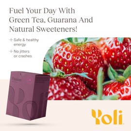 Yoli® Passion Energy Drink Powder Mix - Natural Energy Drink Mix for Endurance and Stamina, 30 Packets - Strawberry Kiwi Flavor