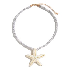 Nojess Starfish Necklace for Women Large Star Pendant Necklaces Beach Necklaces Statement Chunky Necklaces Summer Holiday Beach Party Jewelry (White Starfish Necklace)
