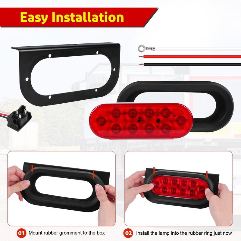 LIMICAR Oval LED Trailer Light Kit - 6" Tail Lights