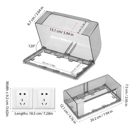 NUOBESTY Waterproof Socket Protective Cover Double-Position Adhesive Electrical Outlet Protector 7.95X7.95X2.95 Inches Weatherproof Outlet Cover for Kitchen Bathroom Splash Guard