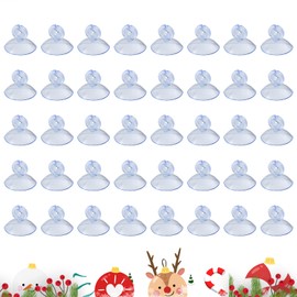 Pack of 40 Suction Cups for Fairy Lights, Fairy Lights, Suction Cups with Cable Slot, Diameter 25 mm, Suction Cup Holder, Transparent Suction Cup for Windows, Suction Cups, Window Decoration for