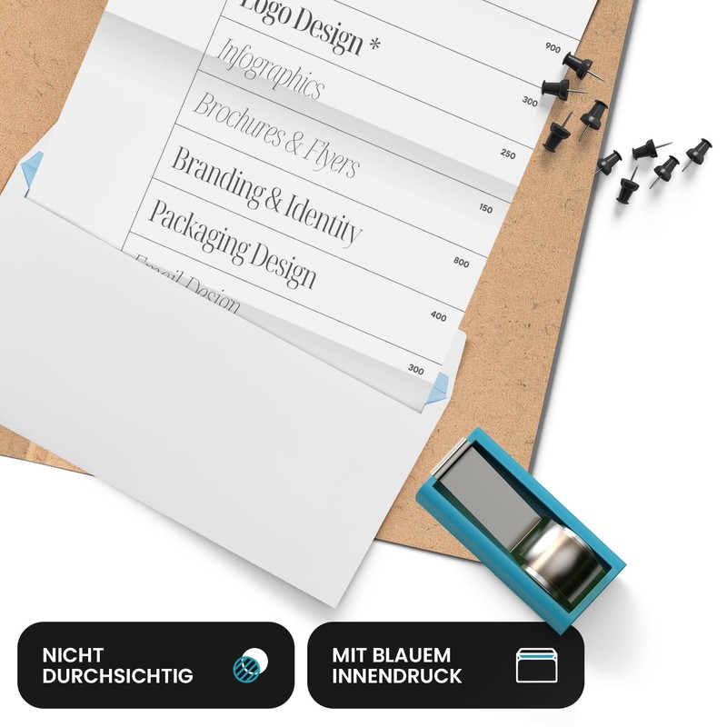 Netuno 50 x DIN Long White Envelopes 110 x 220