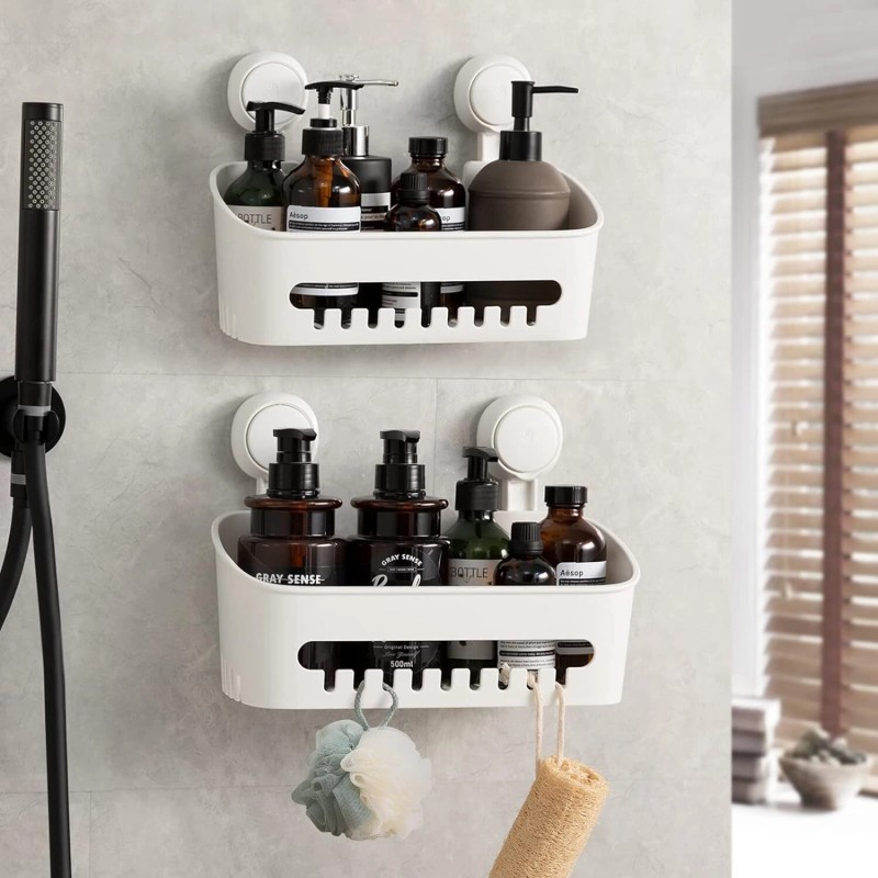 TAILI Suction Cup Shower Caddy Shelf Durable Storage Rack For