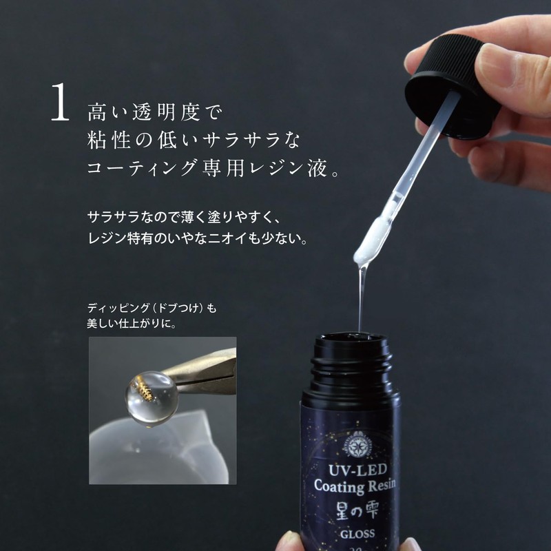 Pajico 403368 Resin Liquid UV-LED Coating Resin, Star Drop, Gloss,