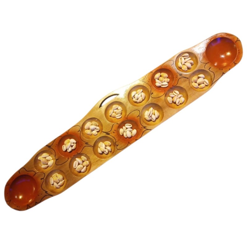 Handmade Filipino Sungka with 100 shells - Large 27"