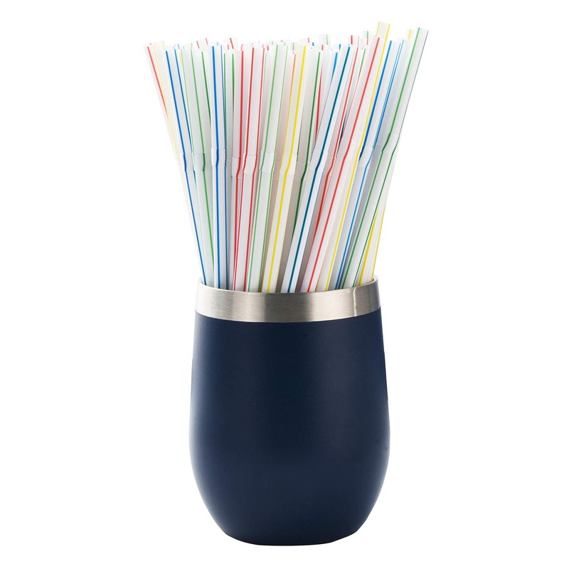 ALINK 500-Pack Striped Flexible Drinking Straws, Plastic Disposable Bendy Straws