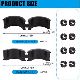 NICENEEDED 8 Pcs Black Bicycle Gasket Adapter, Handlebar Rubber Gaskets, Anti-Vibration Handlebar Stem Shim Spacer Adapters to Fit 22.2/25.4 mm to 31.8 mm Bike Stem for Road Mountain Bikes