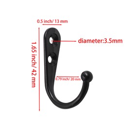 bociloy 12Pcs Black Wall Mounted Coat Hooks, Zinc Alloy Single Prong Robe Hooks Utility Hooks Mini Clothes Hook Hanger for Hanging Coat Clothes Hat Bag Purse Towel Key Robe Cap Cup with Screws