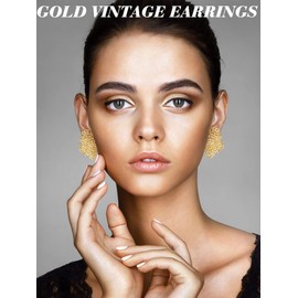 Gold Earrings, 6 Pairs Gold Earrings Set, Women's Golden Earrings, Drop Earrings, Gold, Dangle Earrings, Women, Gold Earrings, Hypoallergenic, Jewellery for Women and Girls, Stainless Steel, No