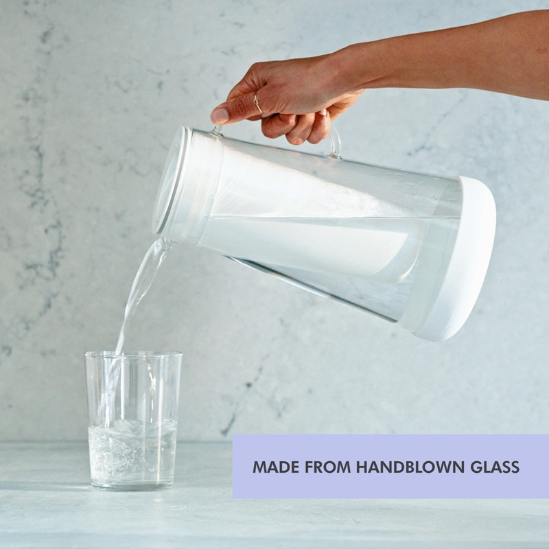 LifeStraw Home Water Pitcher, 7-Cup, White, Glass with Silicone Base,