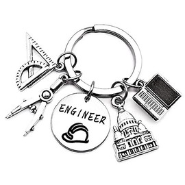 Engineer Keychain Architectural Engineer Design Engineering Graduation Computer Laptop Ruler Compass Safety Helmet House Building Charm Engineer Teacher Gift Engineer Student Mathematics Structural